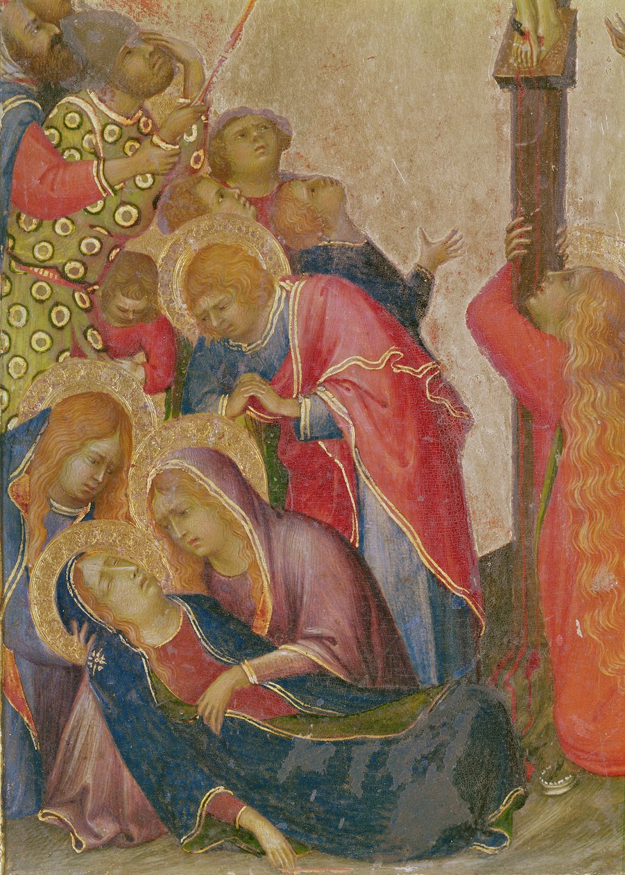 Detal Strike of the Lance grupy wokół Virgin tempera na panelu autorstwa Simone Martini