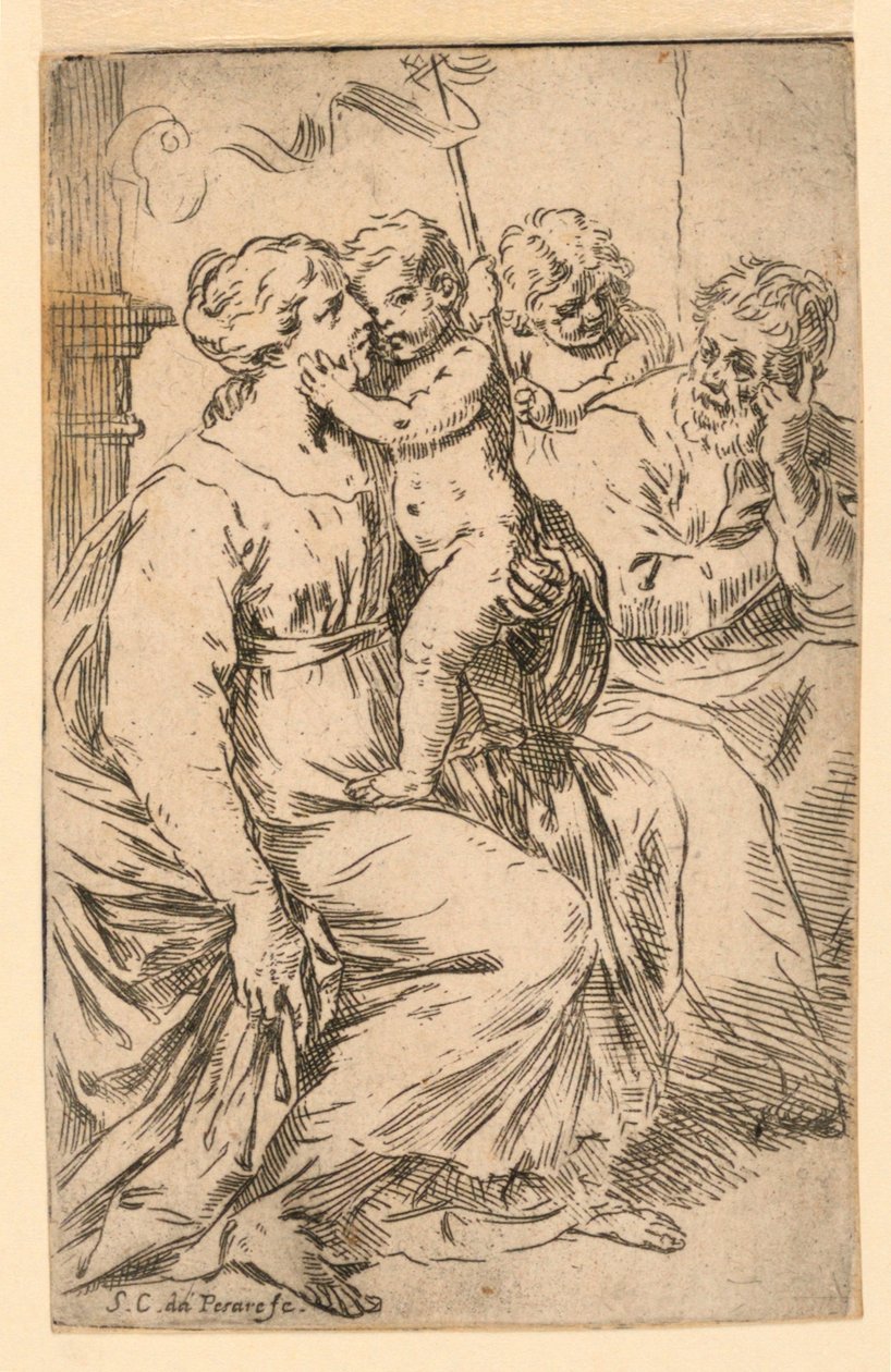 Święta Rodzina ze św. Janem autorstwa Simone Cantarini