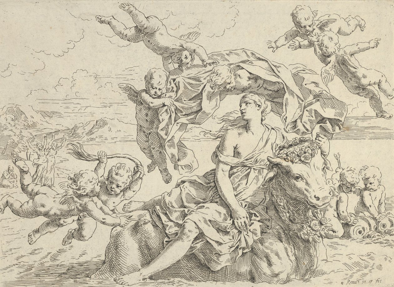 Gwałt Europy, ok.1636. autorstwa Simone Cantarini