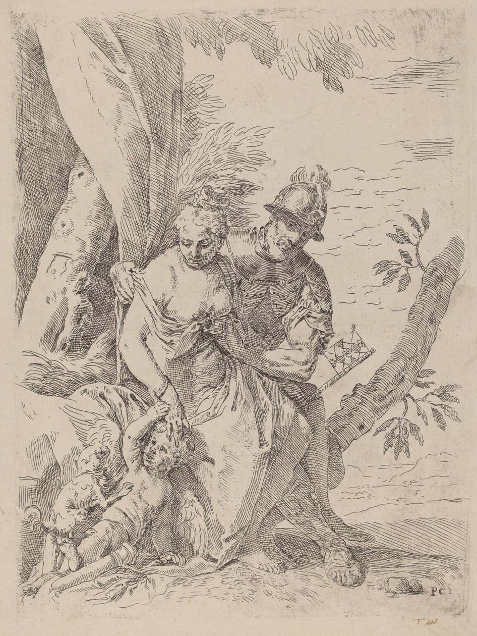 Mars, Wenus i Kupidyn autorstwa Simone Cantarini after Veronese