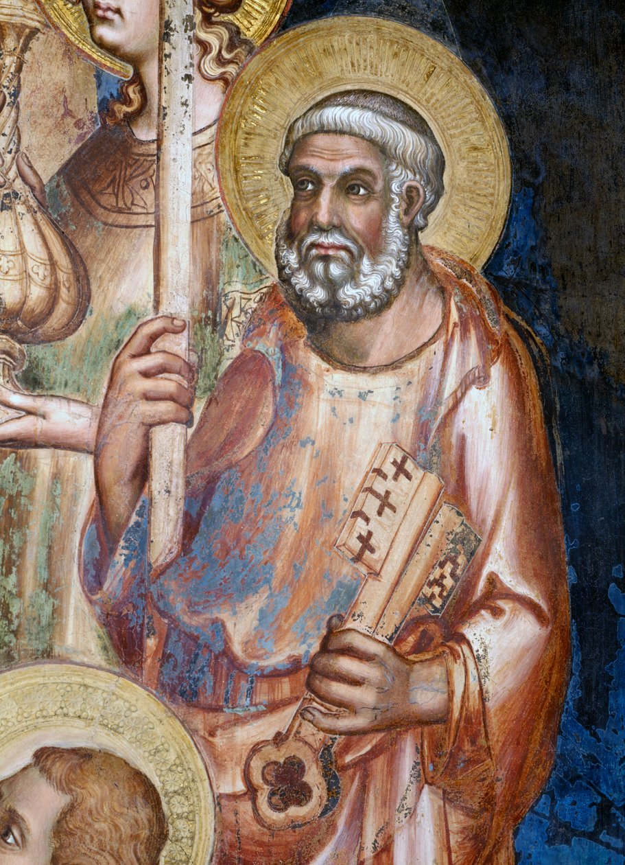 Maesta, fragment św. Piotra, fresk z 1315 r autorstwa Simone Martini
