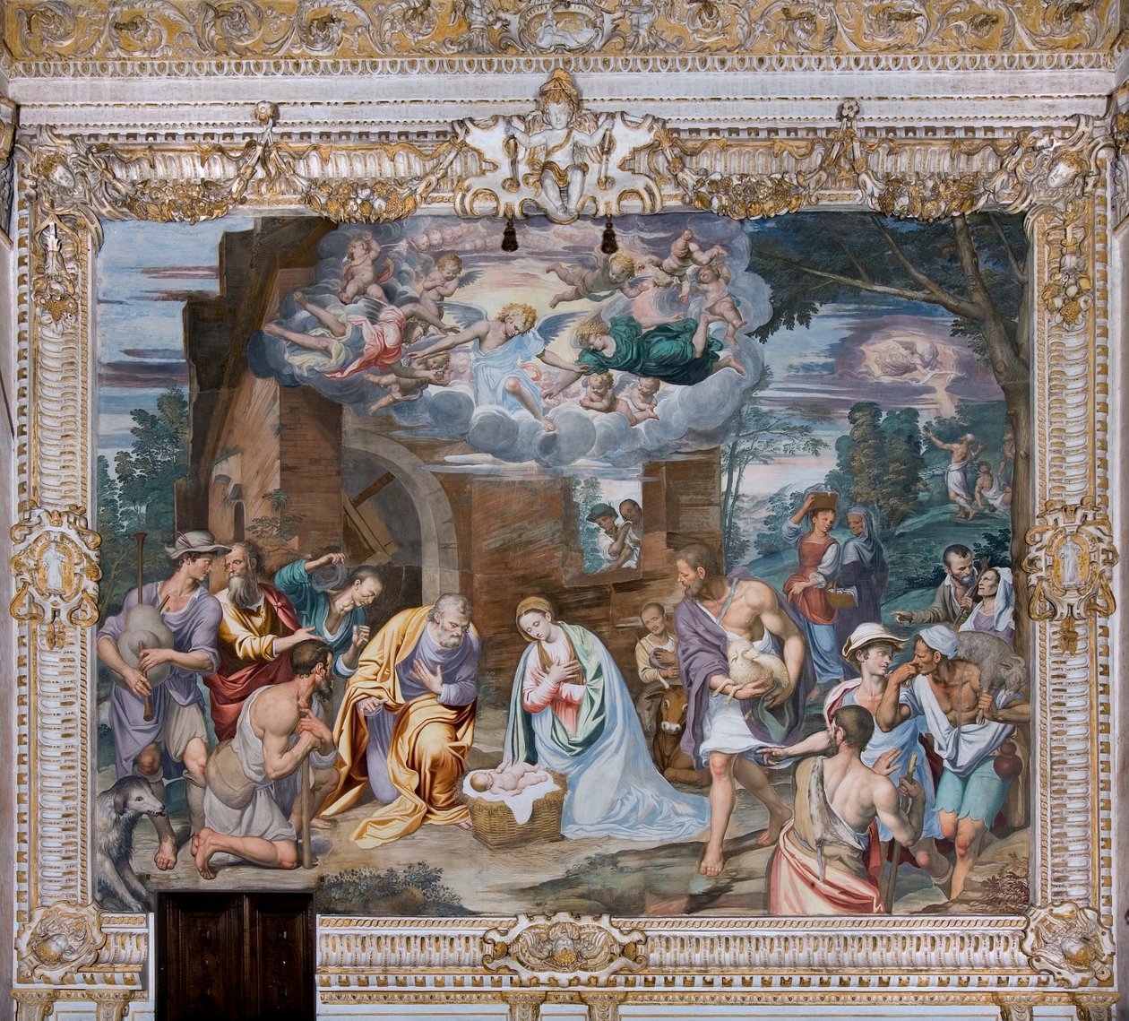 Adoracja pasterzy autorstwa Simone Veneziano Peterzano