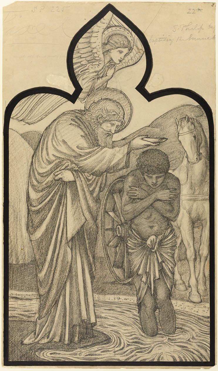 Św. Filip chrzczący eunucha autorstwa Sir Edward Burne Jones