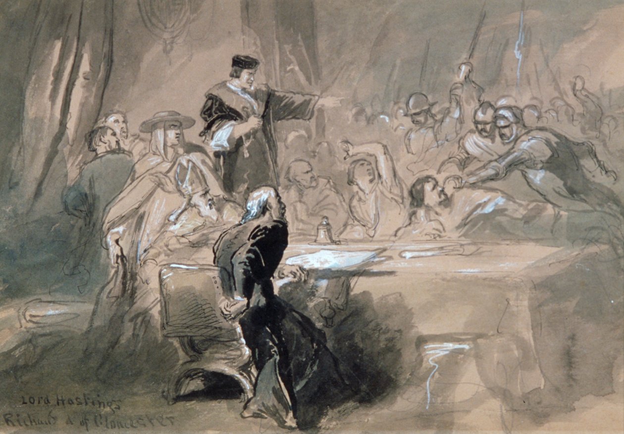 „Aresztowanie Lorda Hastingsa”, c1856-1859 autorstwa Sir John Gilbert
