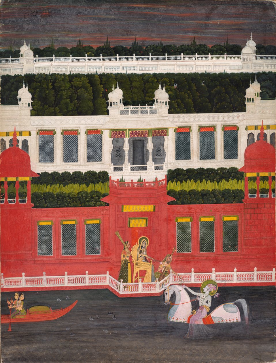 Krishna otrzymuje girlandę z kwiatów 1750-1760. autorstwa Sitaram