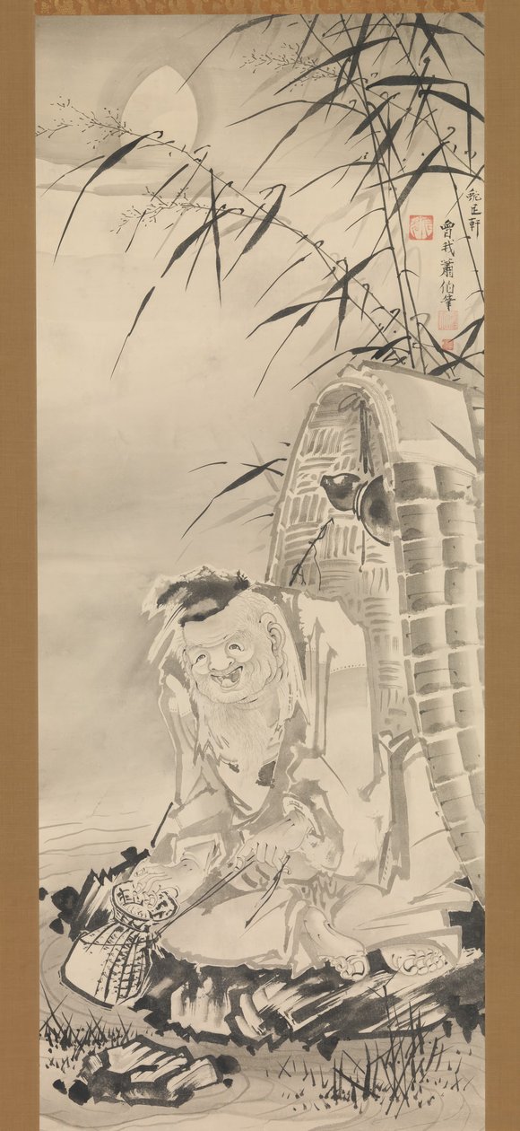 Tokaibo z koszem wędkarskim, ca. 1768. autorstwa Soga Shohaku