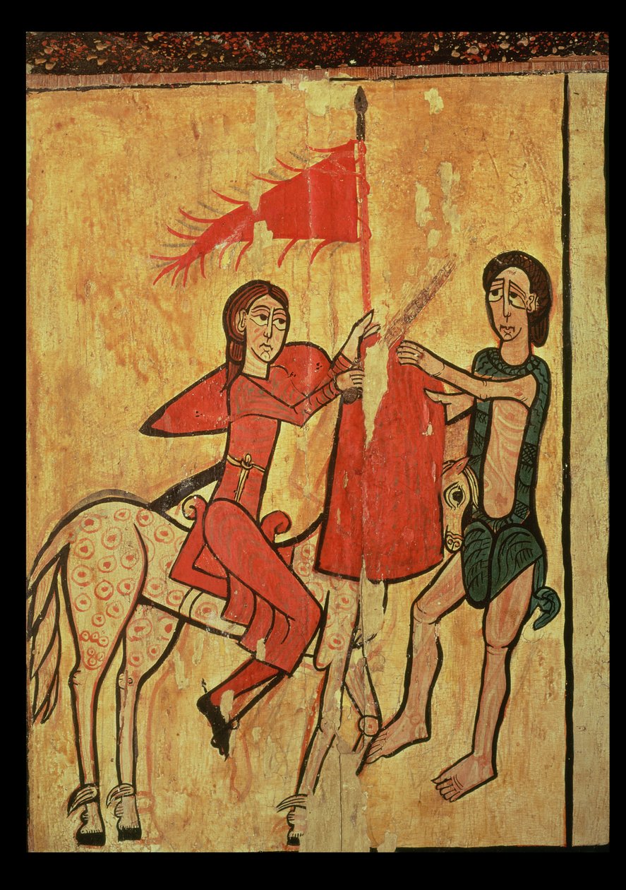 Św. Marcin i żebrak, fragment frontu ołtarza z Sant Marti de Puigbo, Gombren (tempera na desce) autorstwa Spanish School