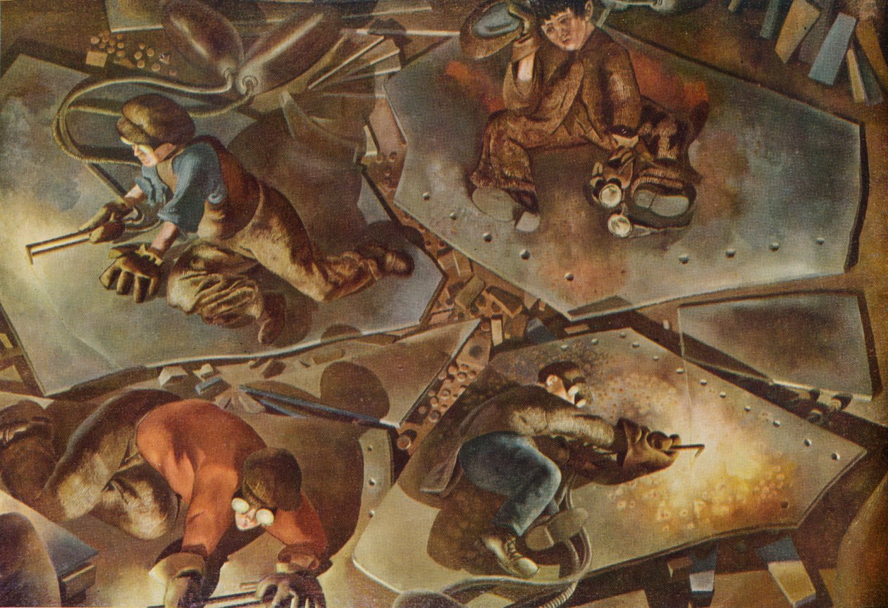 „Budynek na Clyde: Palniki”, 1940 autorstwa Stanley Spencer