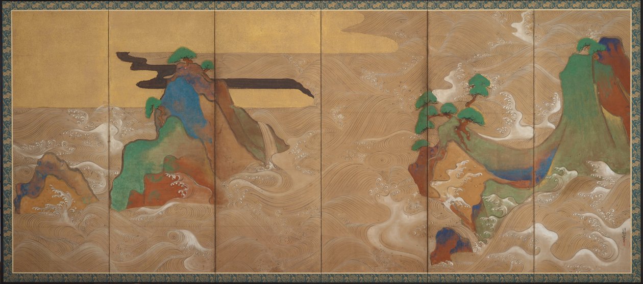 Fale w Matsushima, XVII wiek. autorstwa Sôtatsu
