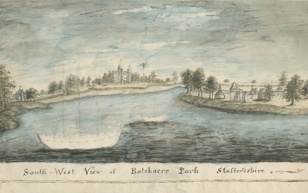 Batchacre Park: rysunek podbarwiony, nd [?XIX w.] autorstwa Stebbing Shaw