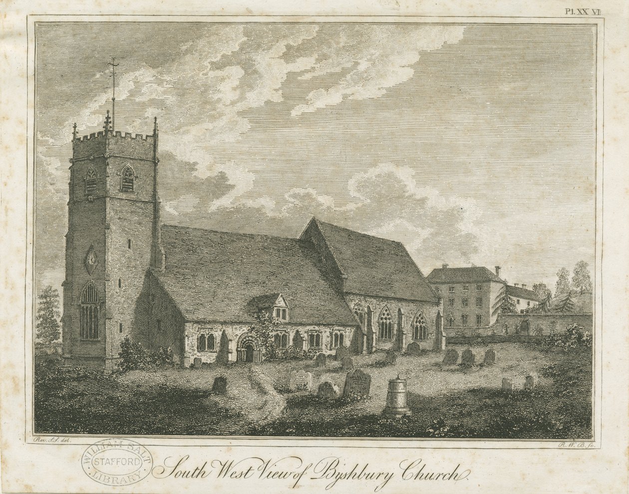 Kościół Bushbury: grawerowanie i [?XVIII wiek] autorstwa Stebbing Shaw