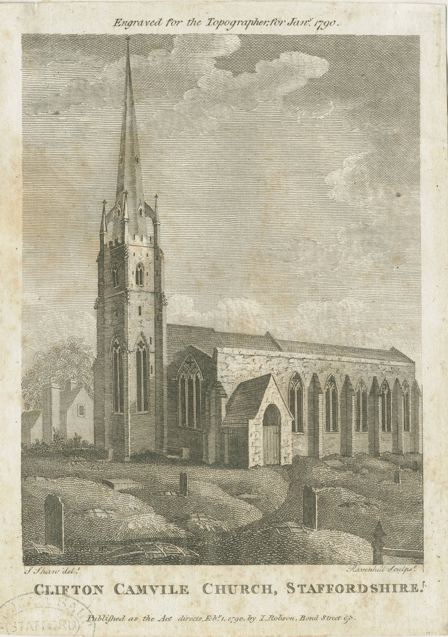 Kościół Clifton Campville: grawerowanie, nd [1790] autorstwa Stebbing Shaw