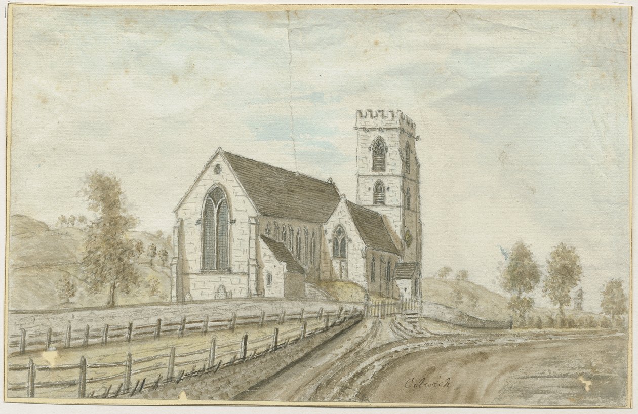 Kościół w Colwich: malowidło akwarelowe, bd [1762-1802] autorstwa Stebbing Shaw