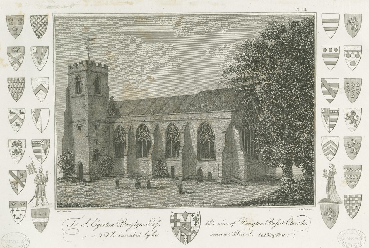 Drayton Bassett Church: grawerowanie, bd [1762-1802] (druk) autorstwa Stebbing Shaw