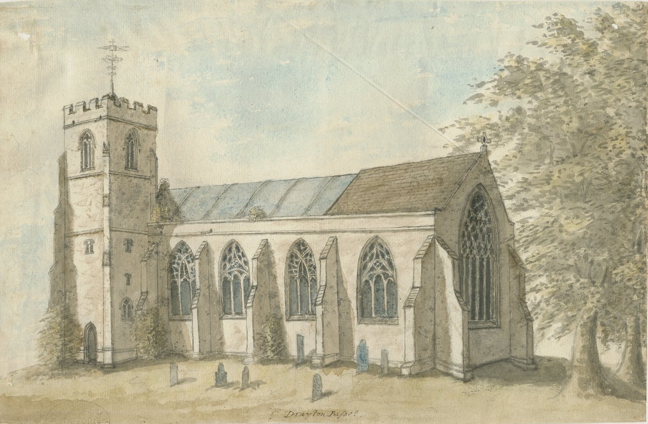 Drayton Bassett Church: malowanie akwarelą, nd[1762-1802] autorstwa Stebbing Shaw