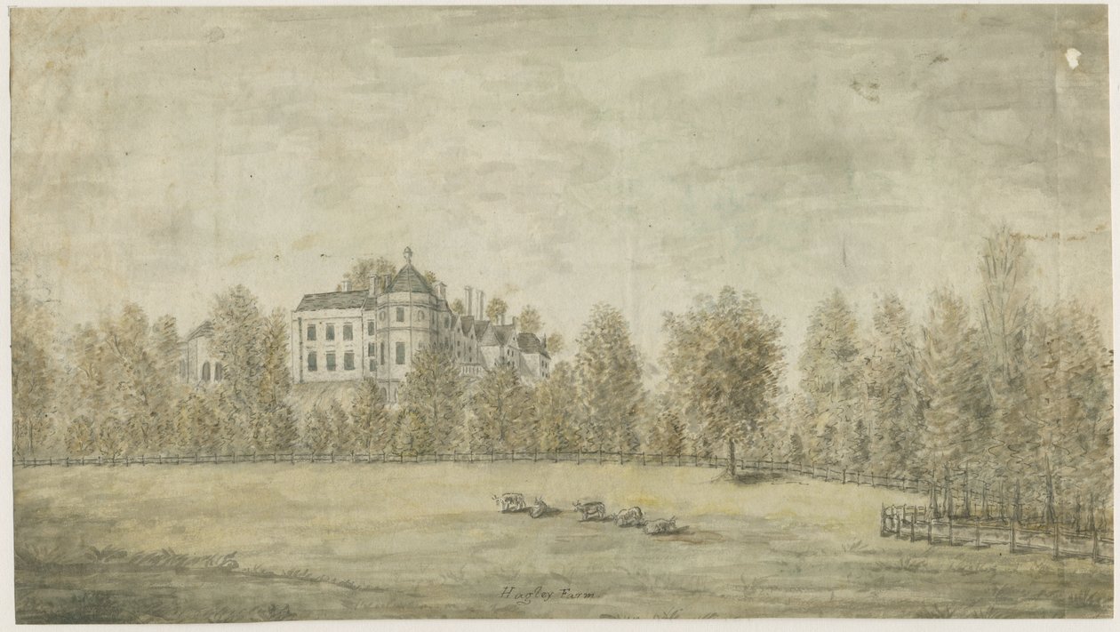 Hagley Hall: malarstwo akwarelowe, bd [1795] autorstwa Stebbing Shaw