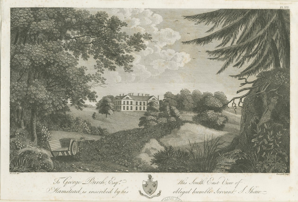 Hamstead Hall: grawerowanie, bd [1762-1802] (druk) autorstwa Stebbing Shaw