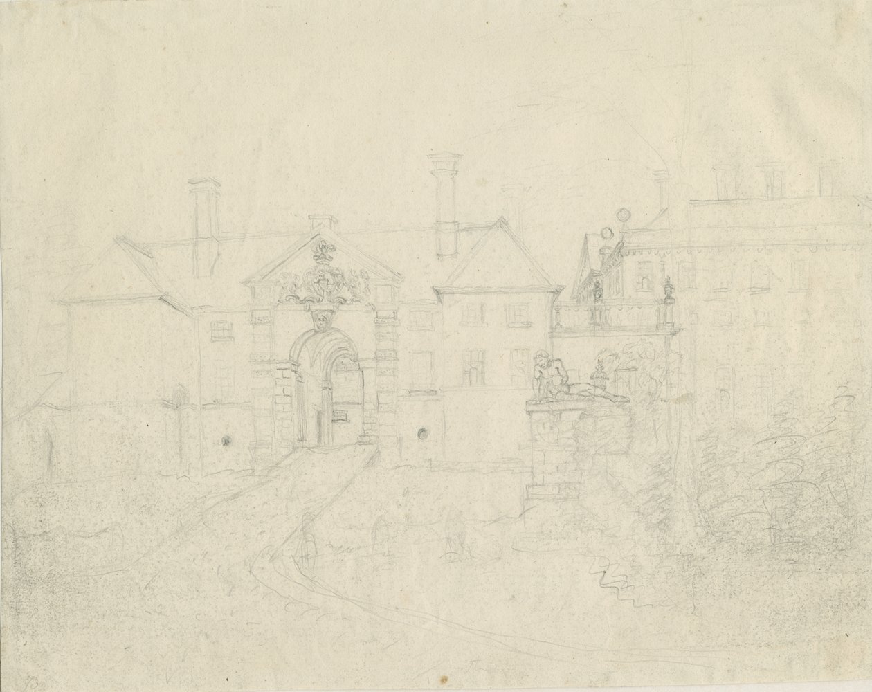 Patshull House: rysunek ołówkiem, bd [?1762-1802] autorstwa Stebbing Shaw