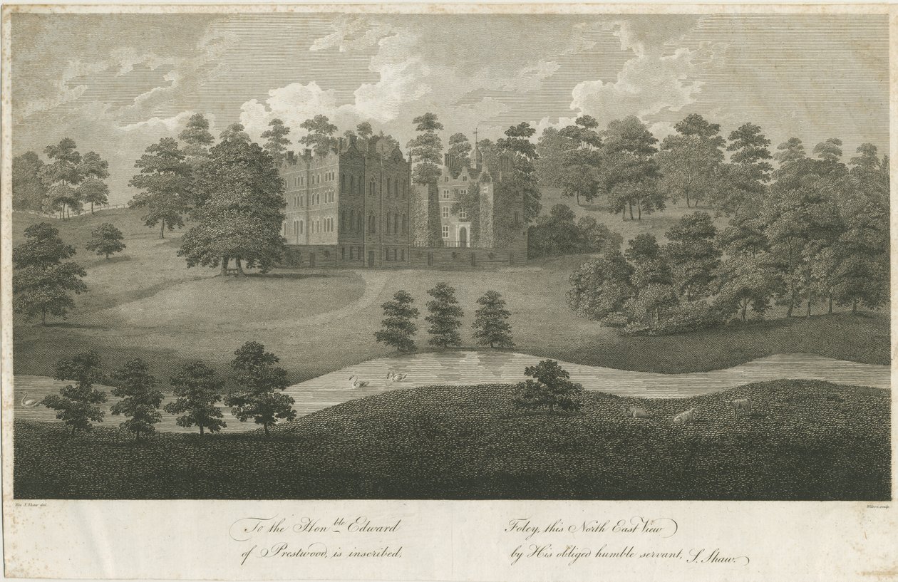 Prestwood Hall: rycina, bd [1762-1802] (druk) autorstwa Stebbing Shaw