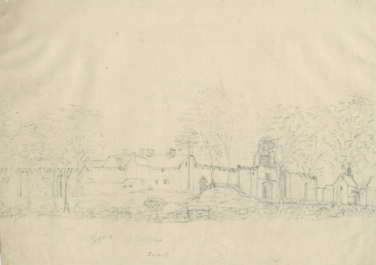 Zamek/Sala Rushall: rysunek ołówkiem, bd [1762-1802] (rysunek) autorstwa Stebbing Shaw