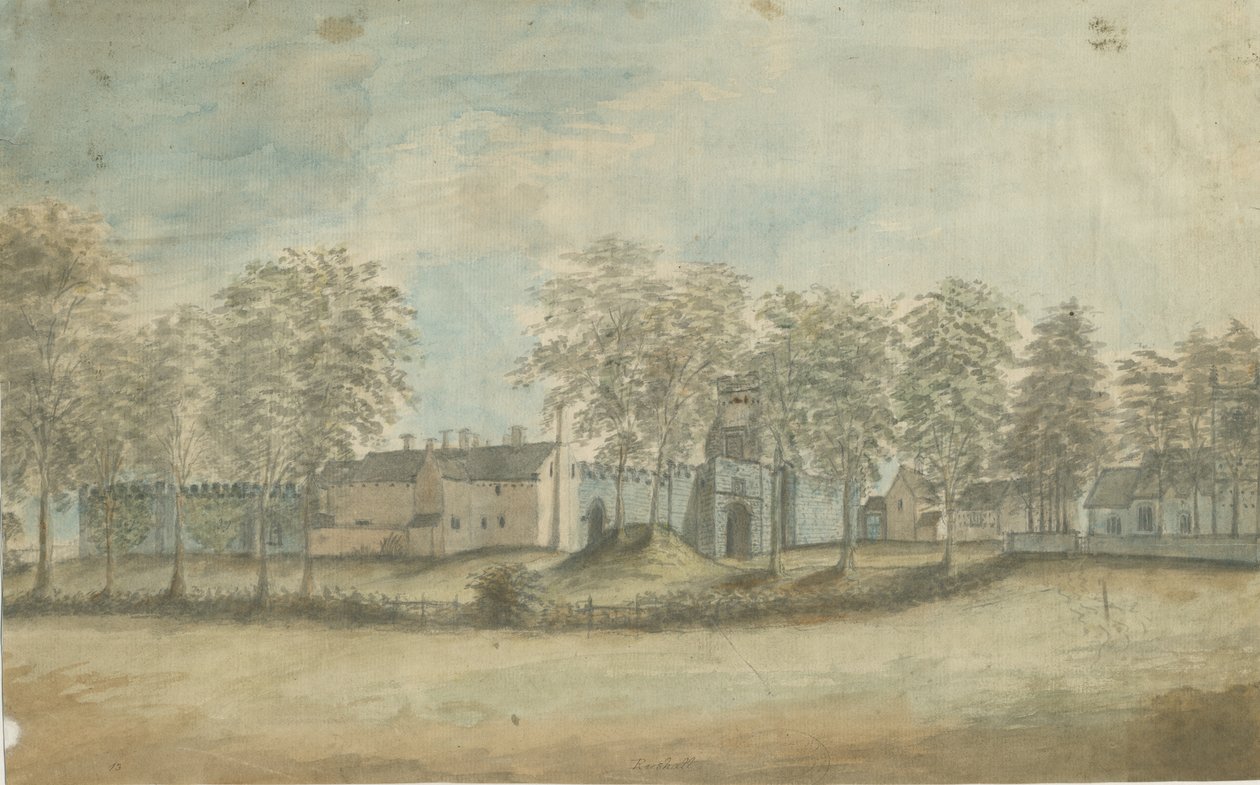 Zamek/Sala Rushall: malarstwo akwarelowe, bd [1791] autorstwa Stebbing Shaw