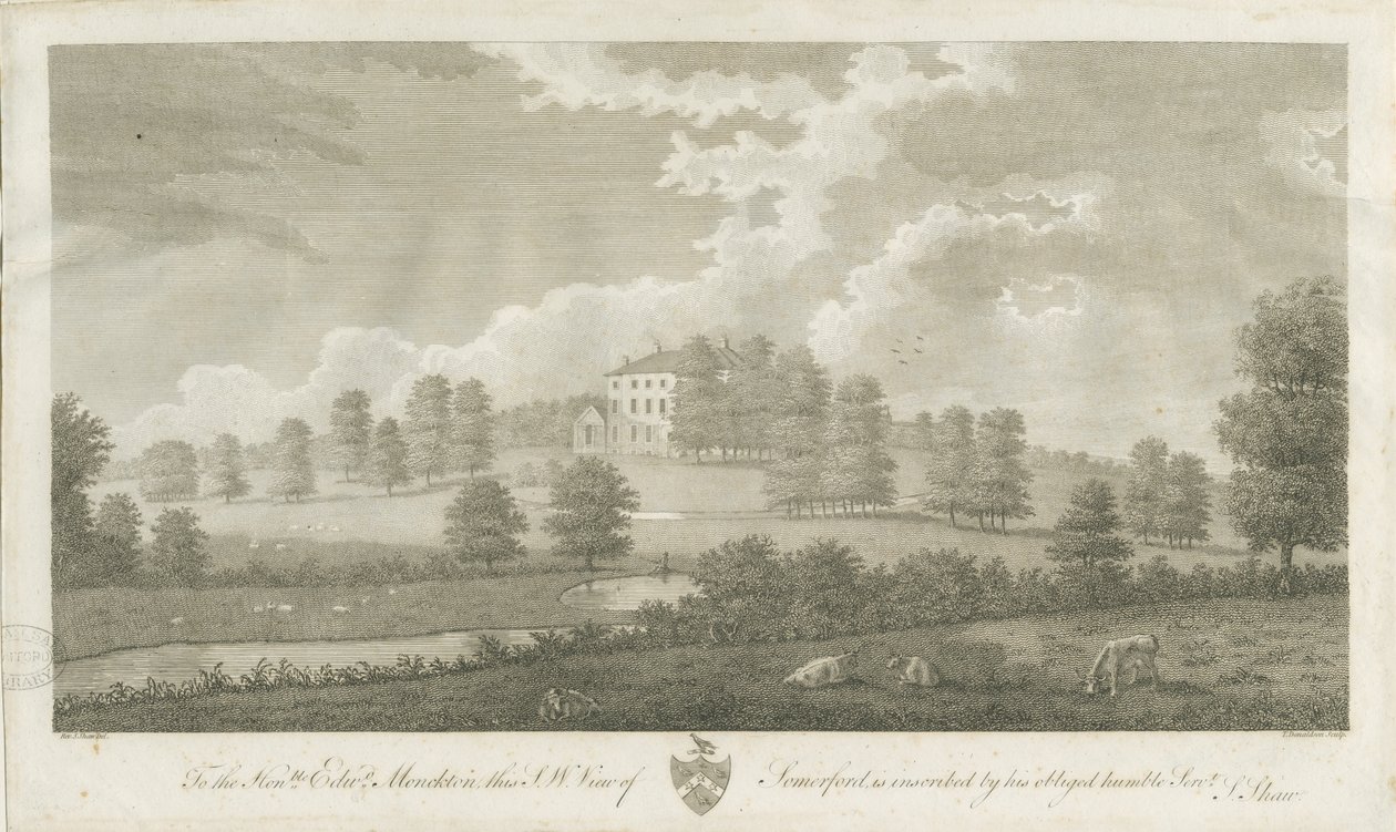 Somerford Hall: rycina, bd [1762-1802] (druk) autorstwa Stebbing Shaw