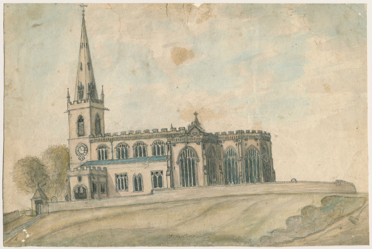 Kościół Wednesbury: malowanie akwarelą, bd [1762-1802] autorstwa Stebbing Shaw