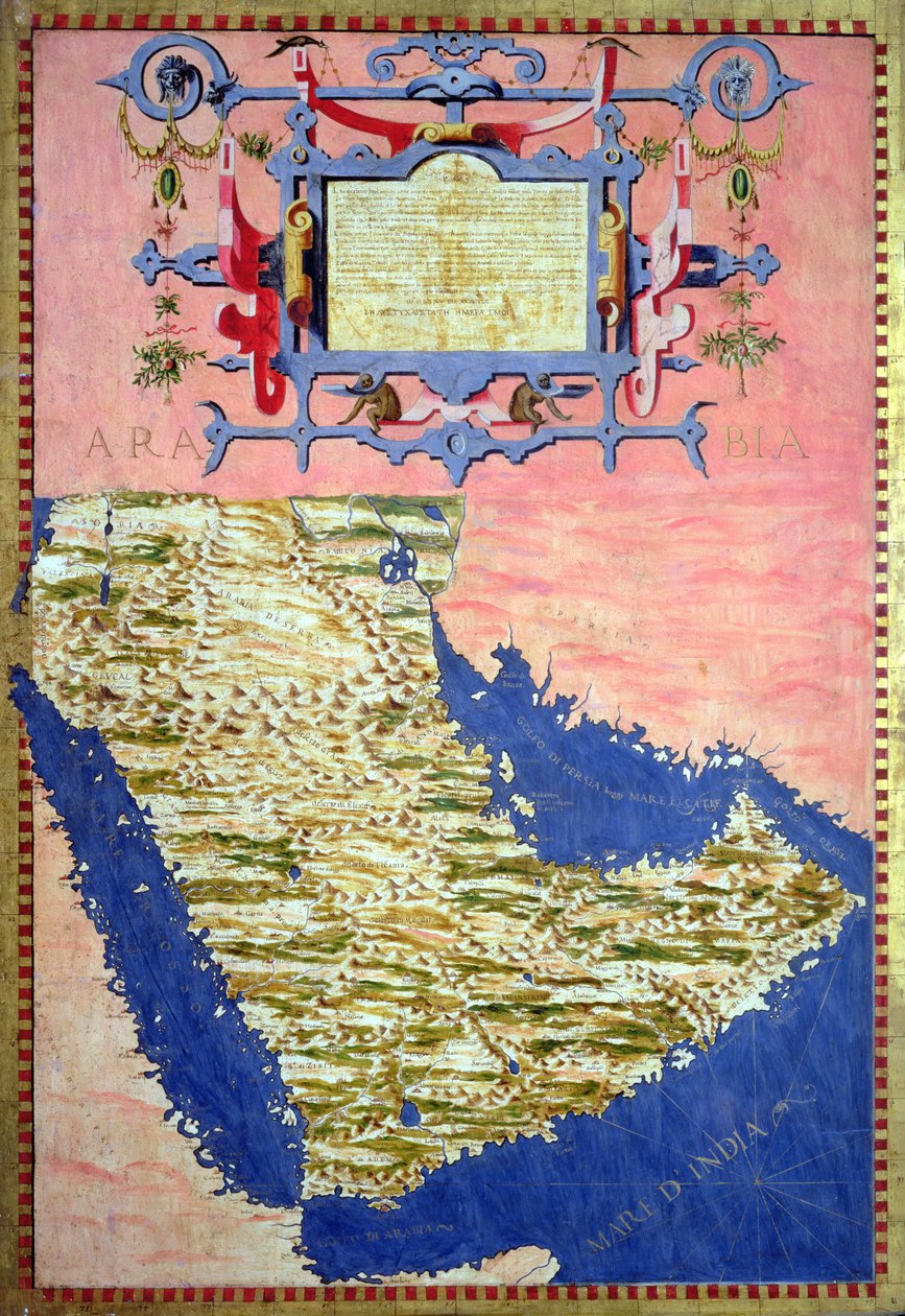 Mapa Arabii z XVI wieku, z „Sala delle Carte Geografiche” (Sala Map Geograficznych) 1575 autorstwa Stefano Bonsignori