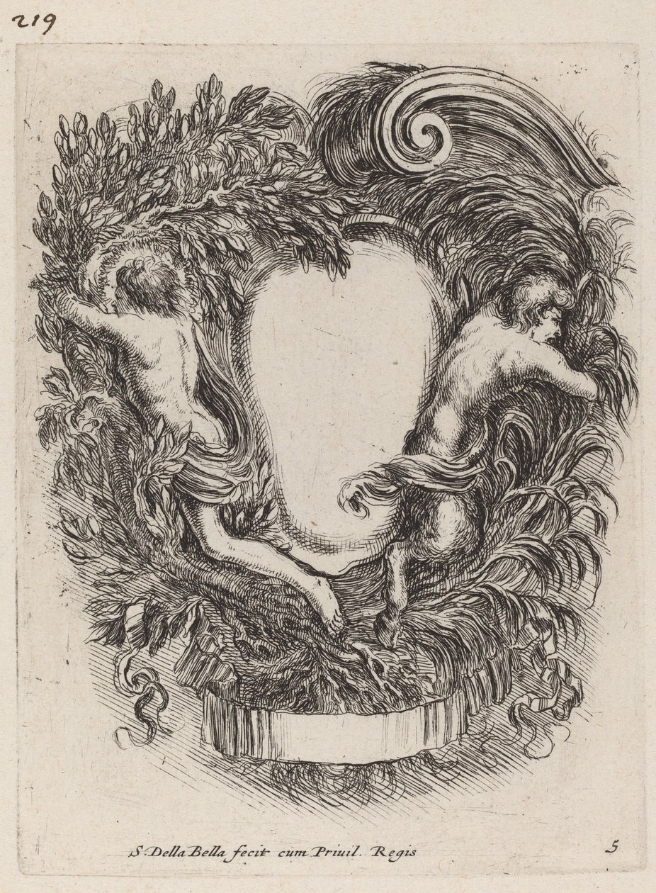 Kartusz z Apollo i Panem, 1647. autorstwa Stefano della Bella