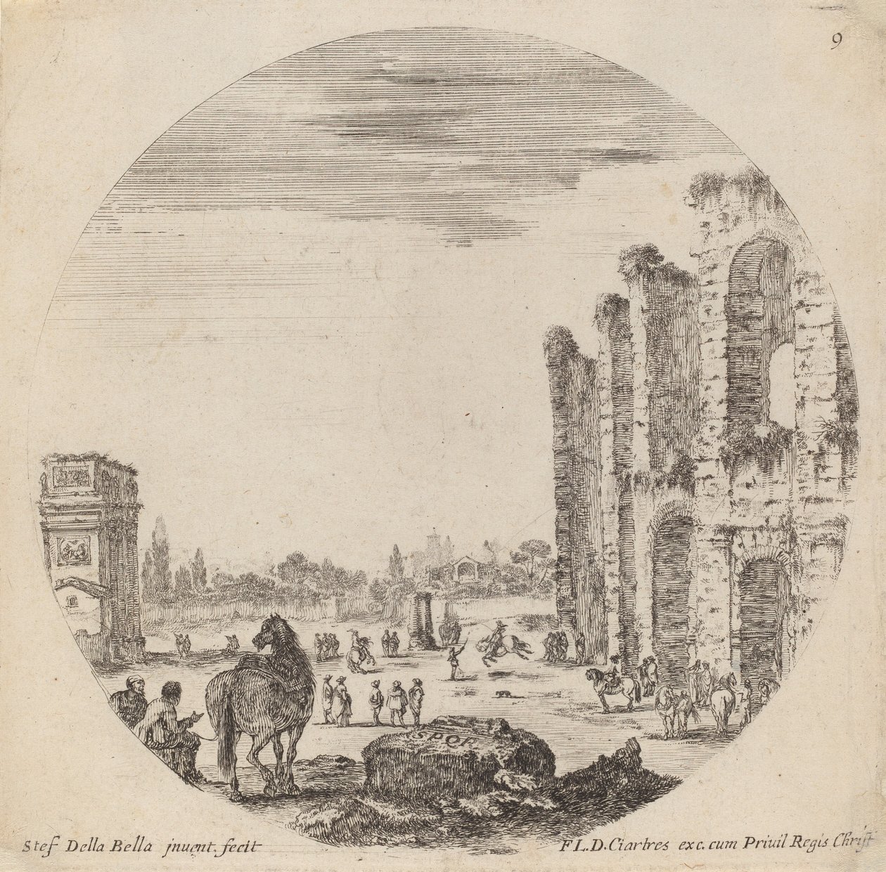 Koloseum i Łuk Konstantyna, 1646. autorstwa Stefano della Bella