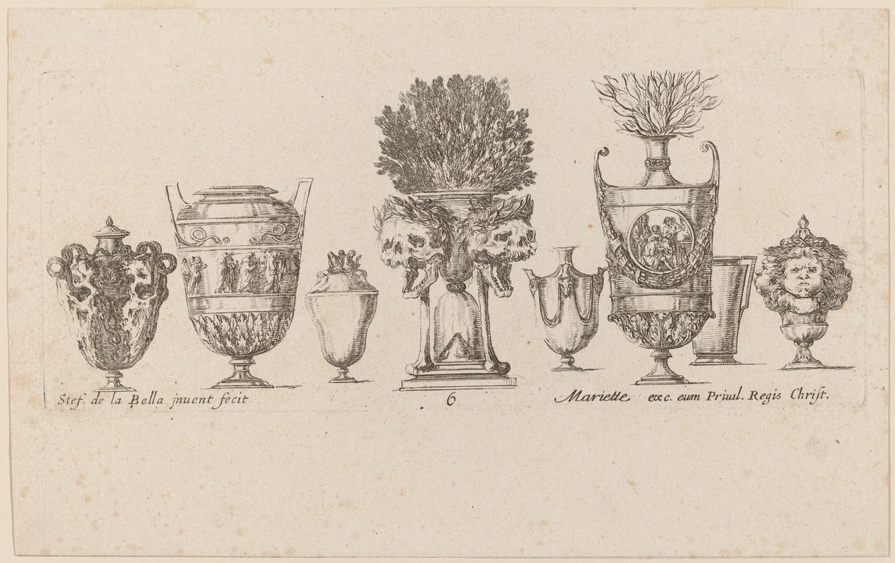 Fantastyczne wazy, prawdopodobnie 1646. autorstwa Stefano della Bella