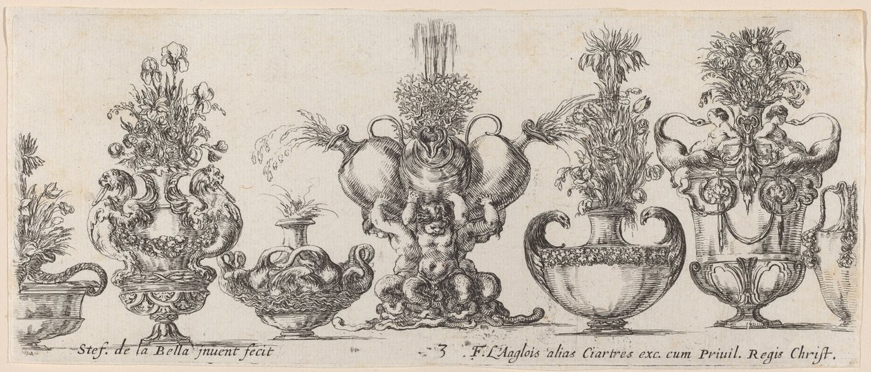 Fantastyczne wazy, prawdopodobnie 1646. autorstwa Stefano della Bella