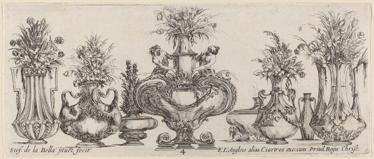 Fantastyczne wazy, prawdopodobnie 1646. autorstwa Stefano della Bella