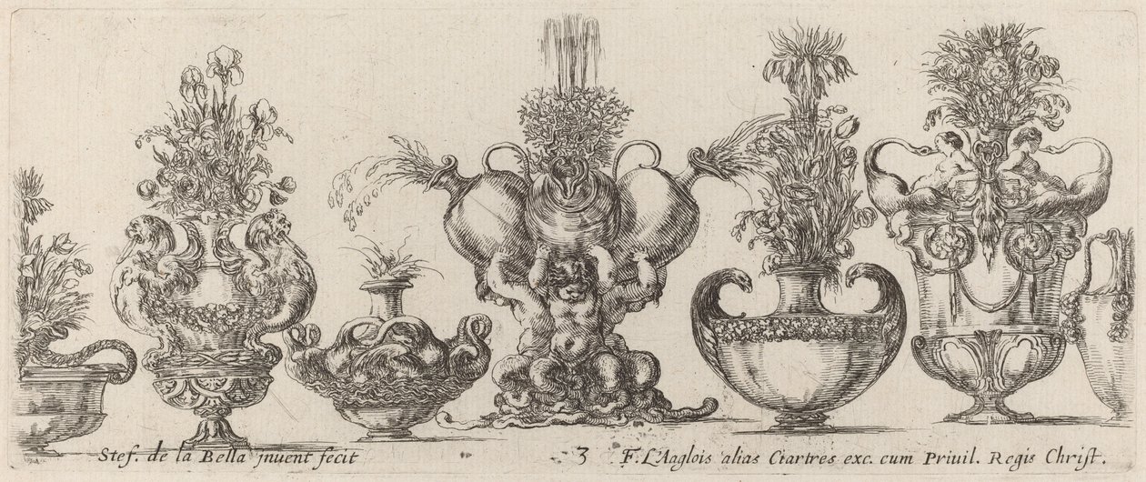 Fantastyczne wazy, prawdopodobnie 1646. autorstwa Stefano della Bella