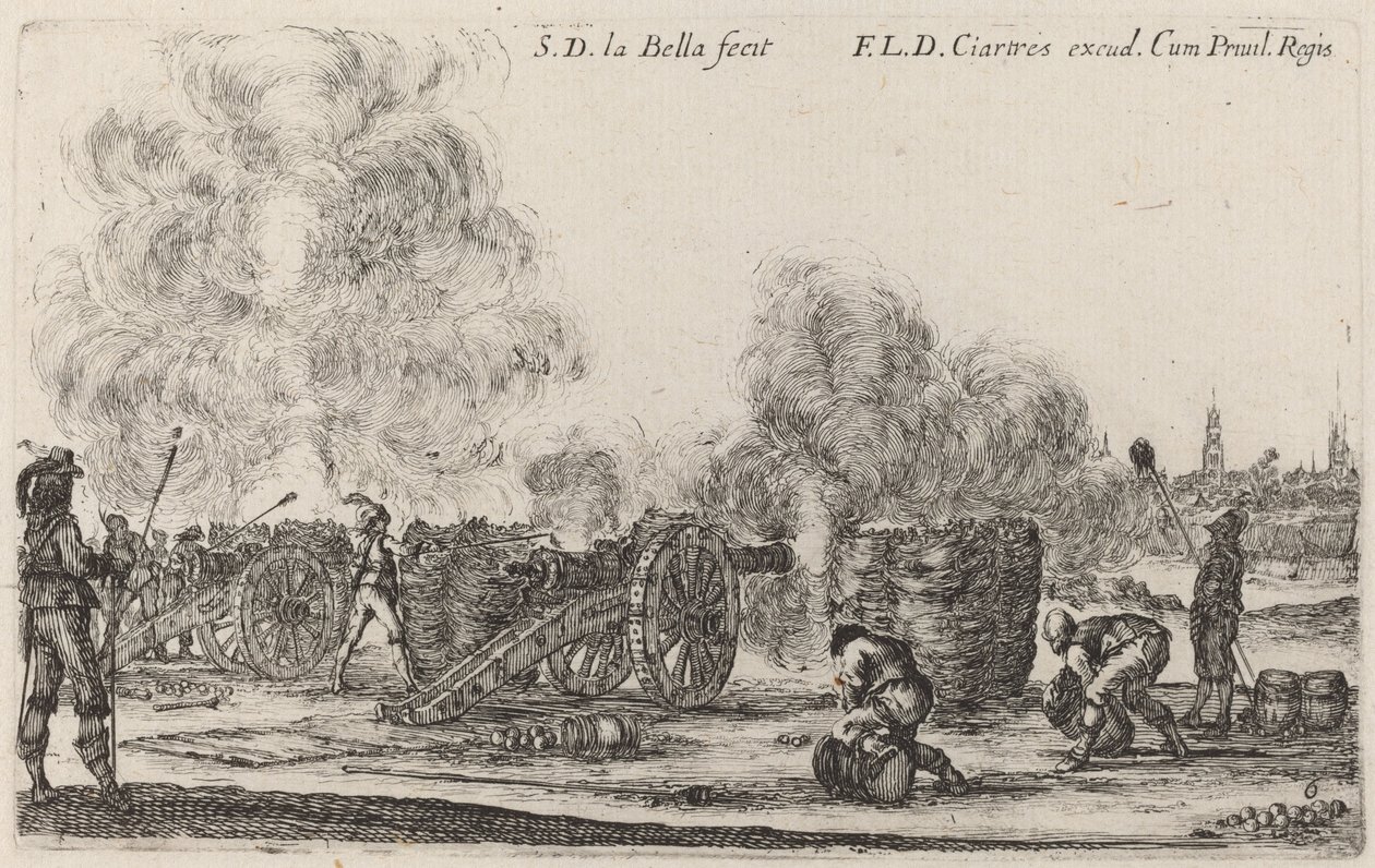 Strzelanie z armat, c. 1641. autorstwa Stefano della Bella