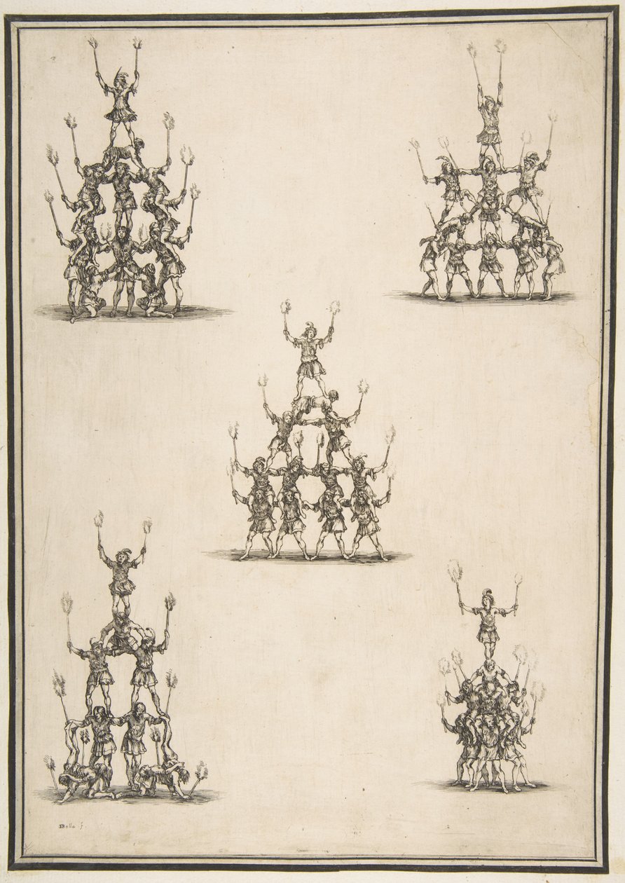 Pięć grup akrobatów, 1652. autorstwa Stefano della Bella