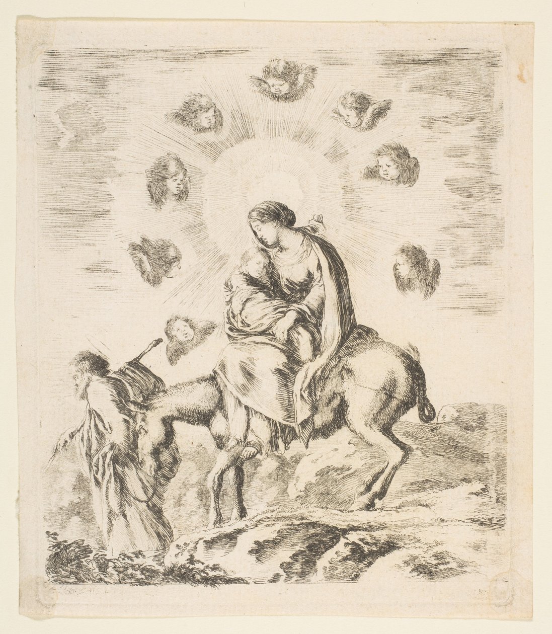 Ucieczka do Egiptu, ok. godz. 1641. autorstwa Stefano della Bella