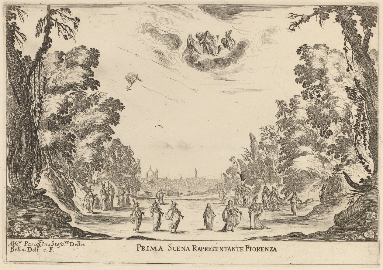Scena I Reprezentanta Florencja, 1637. autorstwa Stefano della Bella
