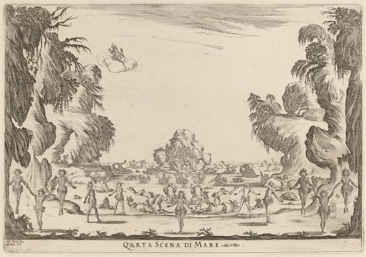 Czwarta scena morska, 1637. autorstwa Stefano della Bella