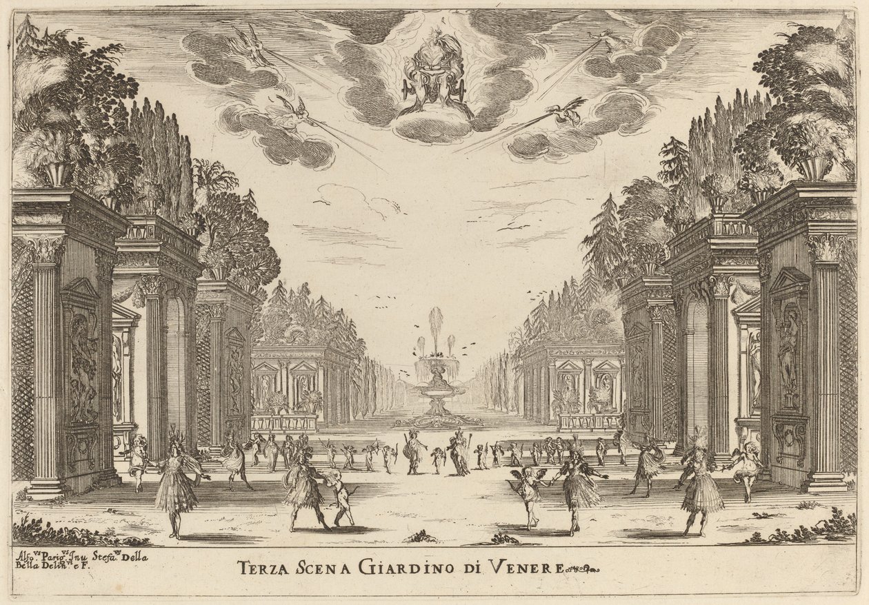 Trzecia scena Ogród Wenus, 1637. autorstwa Stefano della Bella