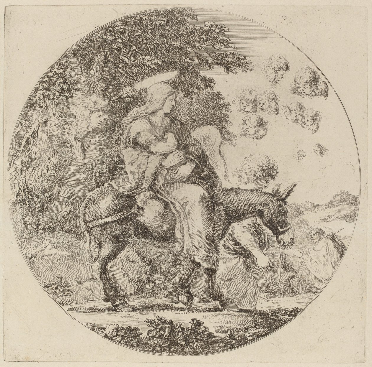 Ucieczka do Egiptu, prawdopodobnie 1662. autorstwa Stefano della Bella