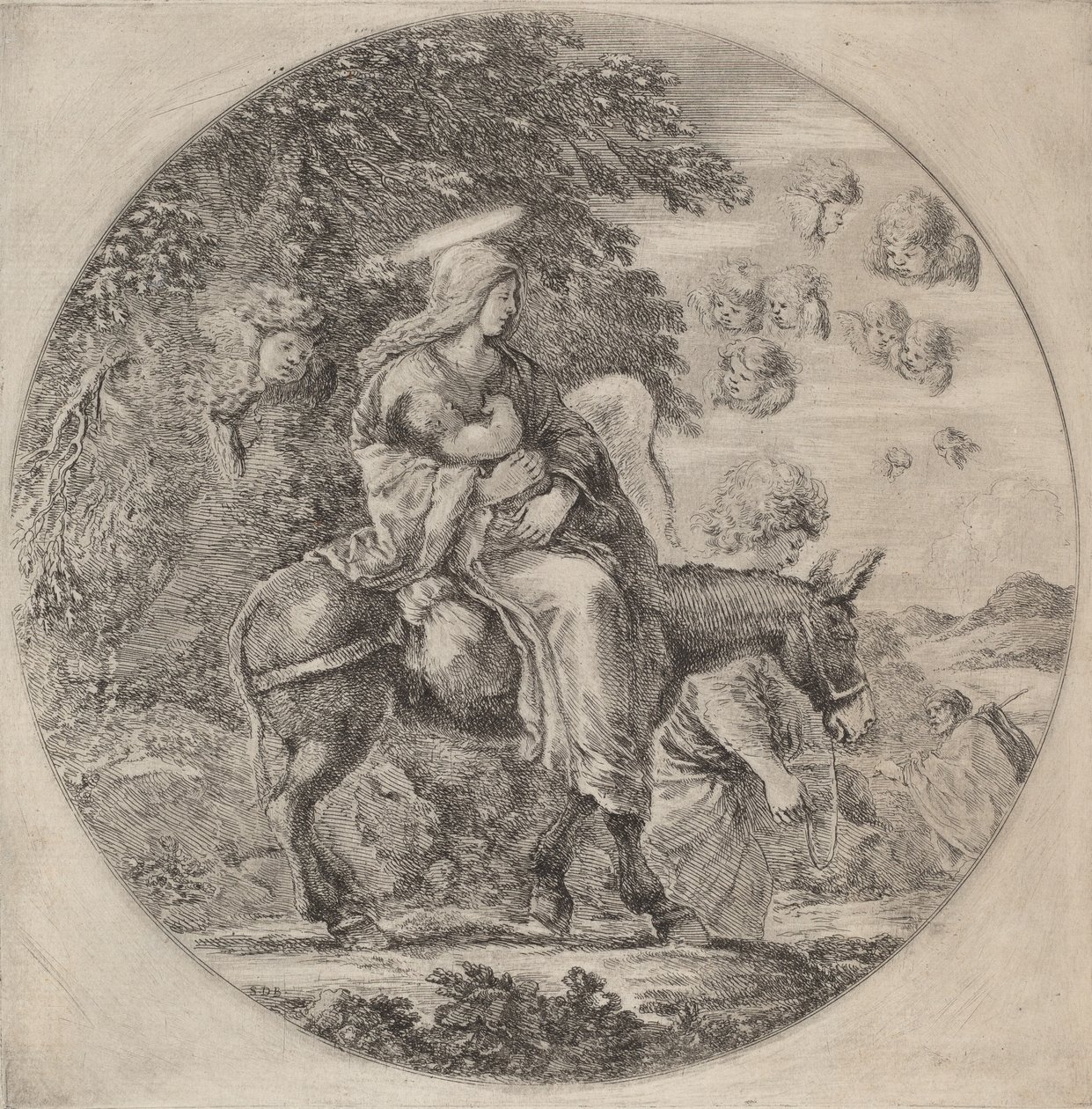 Ucieczka do Egiptu, prawdopodobnie 1662. autorstwa Stefano della Bella