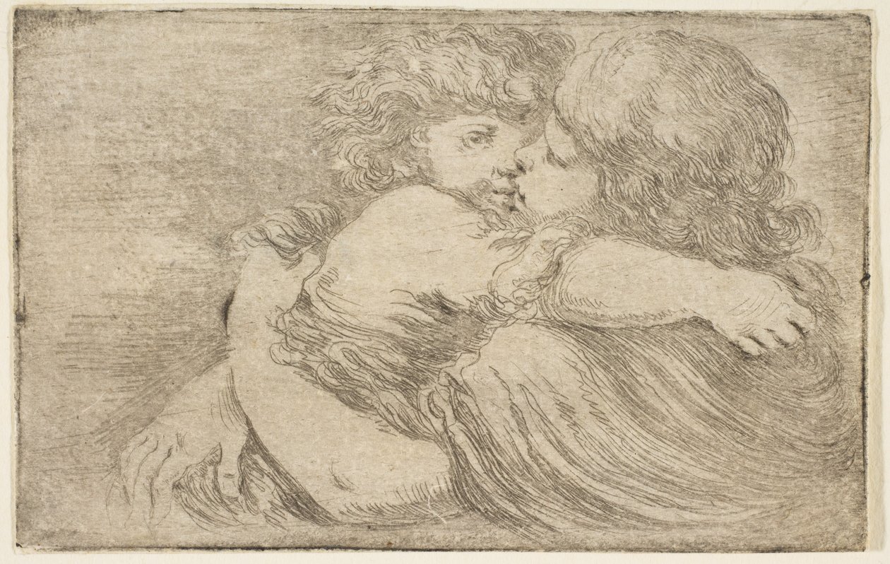 Dwoje dzieci w objęciach, ca. 1662. autorstwa Stefano della Bella