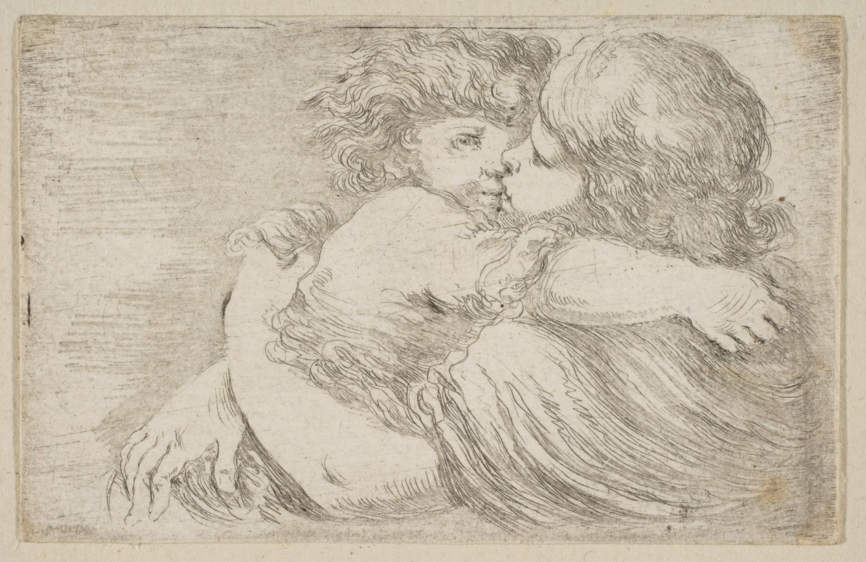 Dwoje dzieci w objęciach, ca. 1662. autorstwa Stefano della Bella
