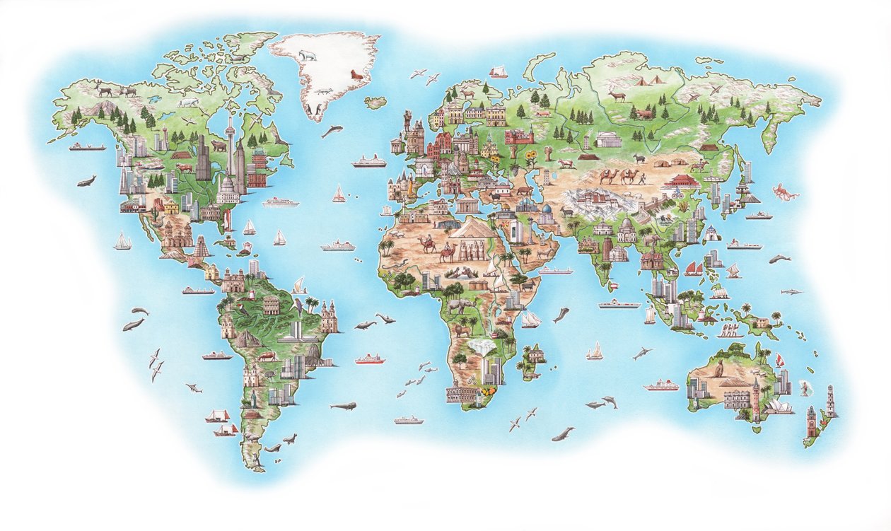 Obrazkowy atlas świata (narysowany w 1998 r.) autorstwa Stephen Conlin