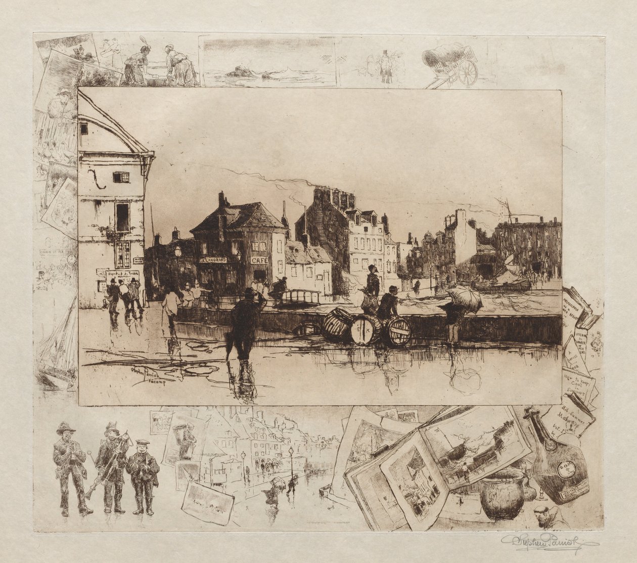 Gale w Fécamp Normandia, 1886. autorstwa Stephen Parrish