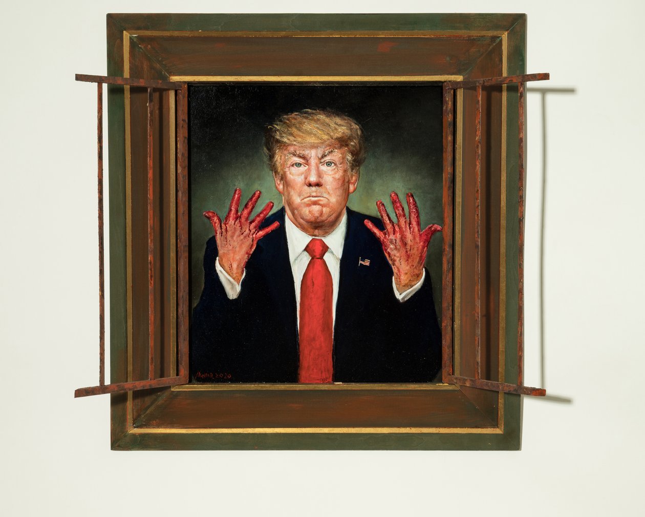 Trump oskarżony, 2020 (olej na desce) autorstwa Steven Skollar