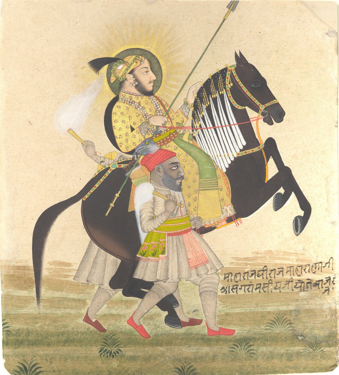 Maharana Sangram Singh dosiadający ogiera-nagrody autorstwa Stipple Master