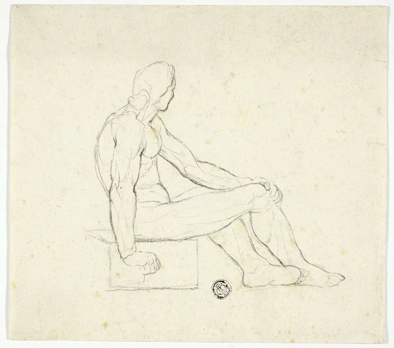 Akt męski w pozycji siedzącej autorstwa Style of Jacques Louis David