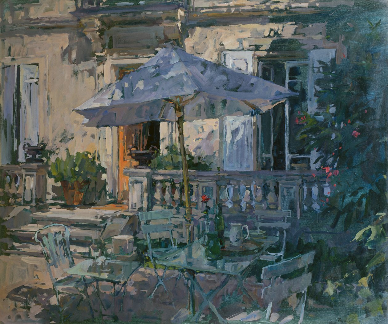 Parasol i czerwona róża, 1998 autorstwa Susan Ryder